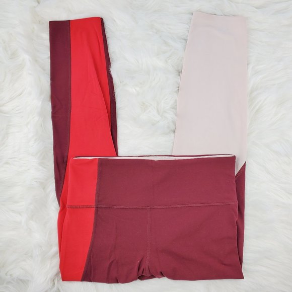 NWOT Athleta Red Colorblock Asym 7/8 Leggings - Picture 2 of 6